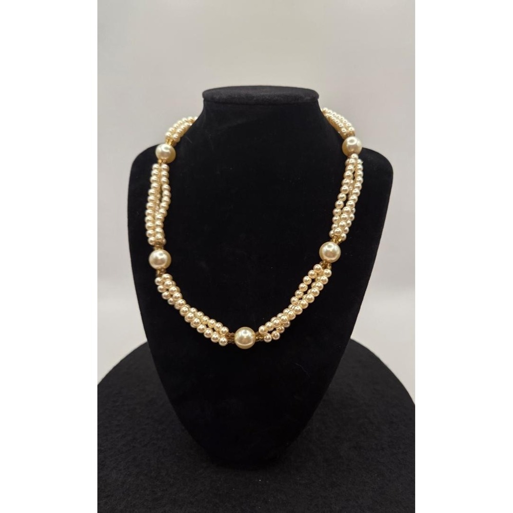 Vintage Inspired Multi-Strand Faux Pearl Necklace Classic Statement Jewelry